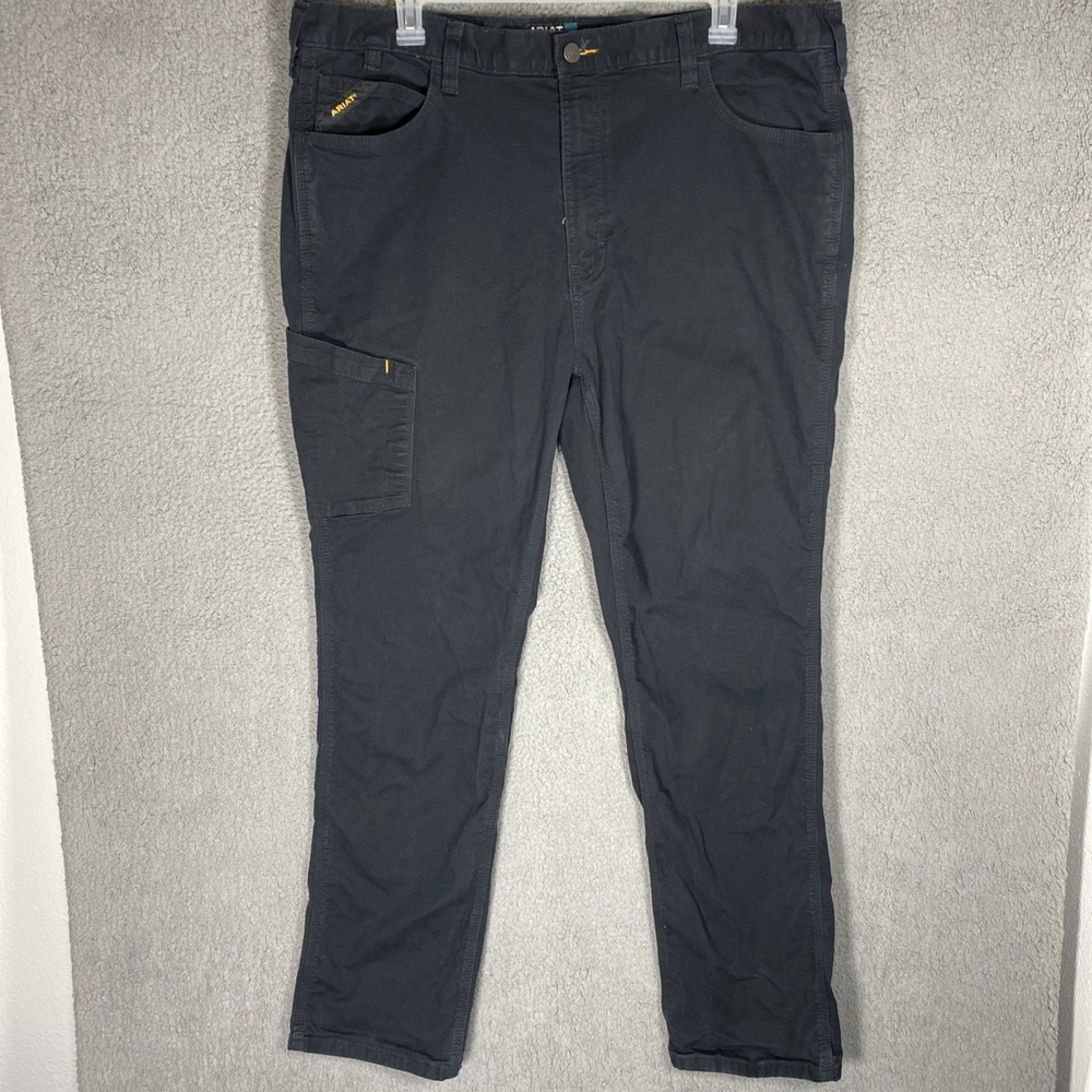 Ariat Rebar M7 Canvas Mens 42/36 Slim Straight Leg Black Work Pockets Denim Pant